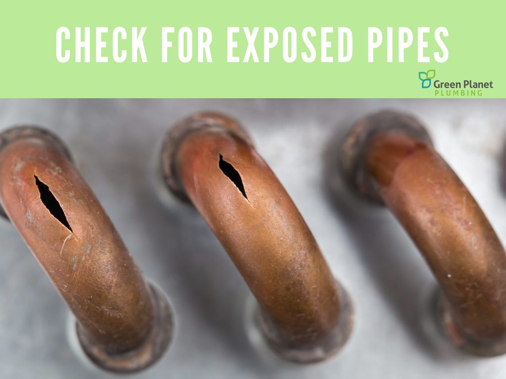 Check for exposed pipes